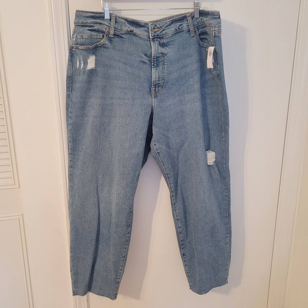Old Navy O. G. High Rise Straight Light Blue Distressed Jeans Size 20